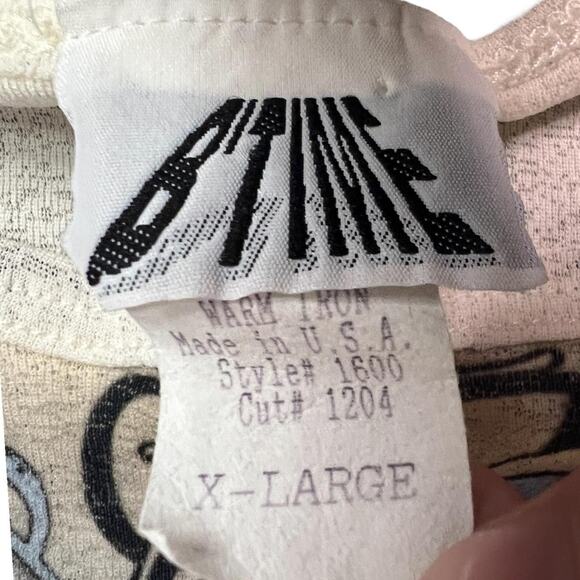 VNT 90s Sheer Flower Graphic Fairy Mesh Short Sleeve Top XL Made in USA B' Time - Picture 9 of 10